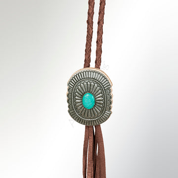 American Darling ADJW107C Braided Genuine Leather Jewelry Necklace with Concho